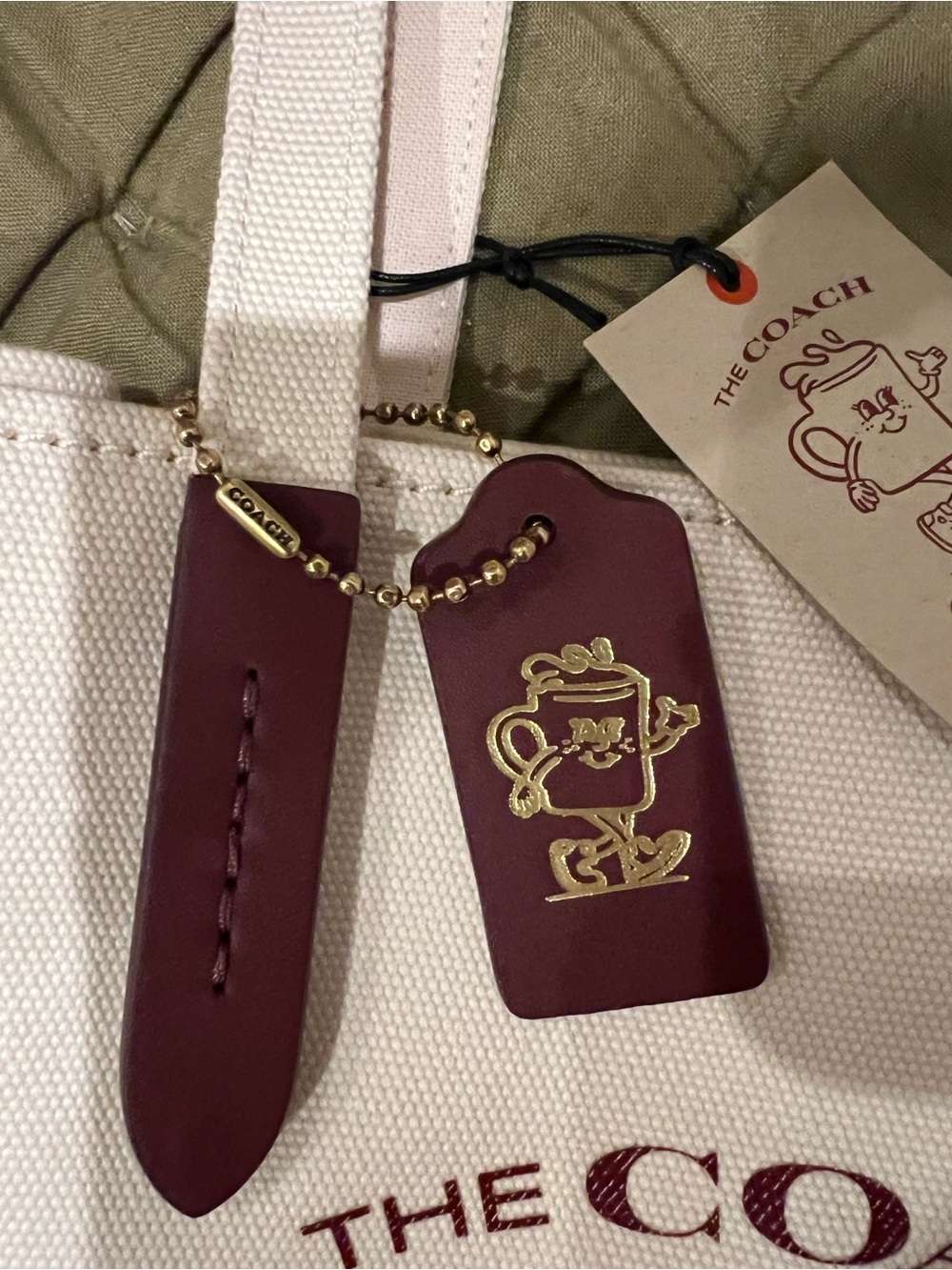 Coach Coffee Shop ☕️ Leather and Canvas Tote with exclusive gold stamped tag